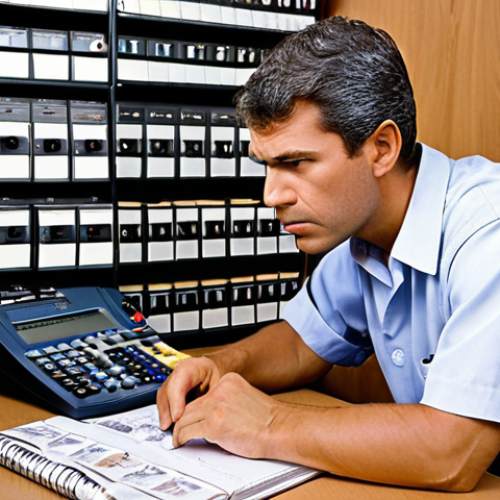 Home 11 **
> An electrical engineer meticulously studying ABNT technical standards and power systems innovations, surrounded by organized notes, books, and a scientific calculator. Focus on a determined and focused expression.
**
