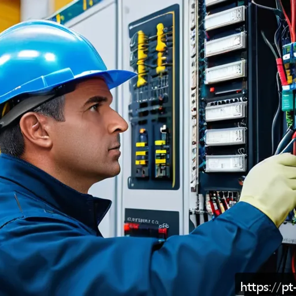 전기공사 실무 경험이 중요한 이유 - A skilled electrician wearing proper safety gear including gloves, helmet, and insulated boots, care...