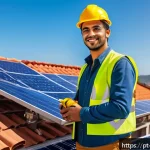 Home 23 전기공사 관련 취업 시장 전망 - A professional Brazilian electrical engineer wearing safety gear and casual work clothes with a sola...